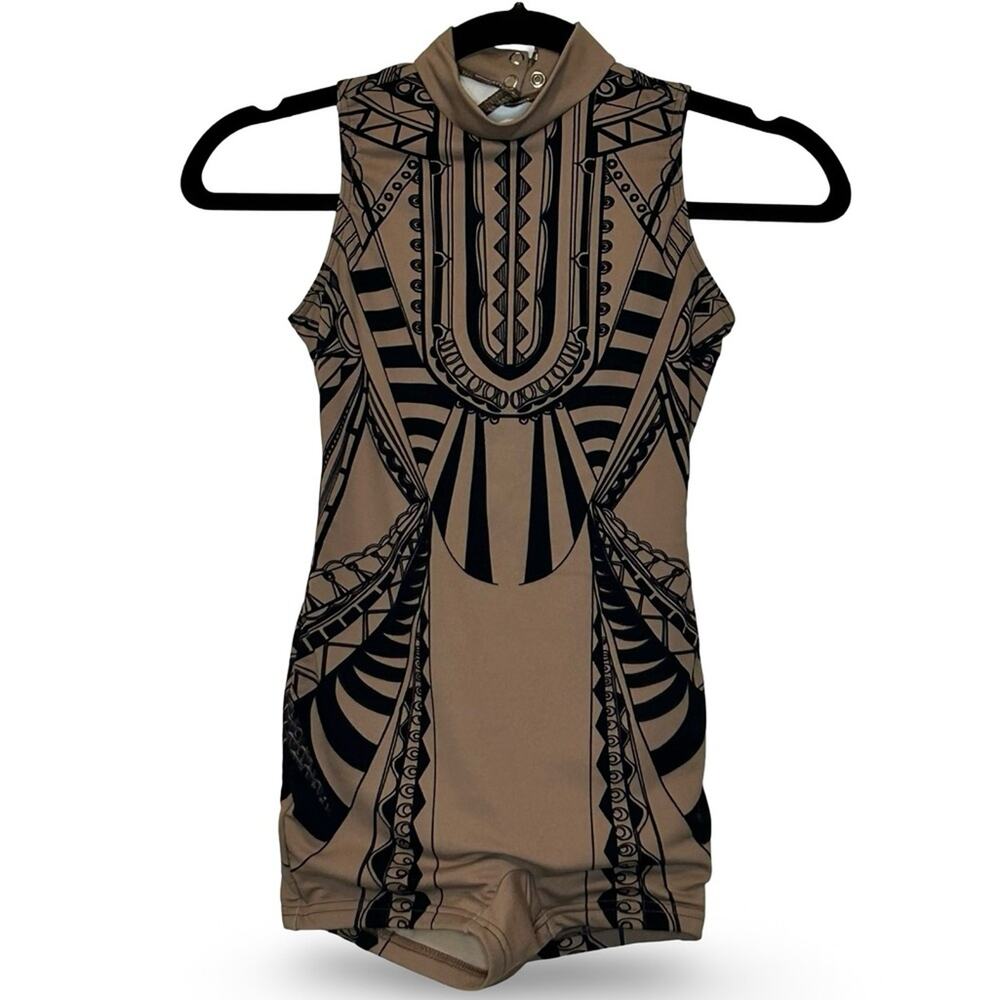 Weissman Sleeveless Geometric Print Biketard Child Size Medium Dance Balletcore - Picture 2 of 4